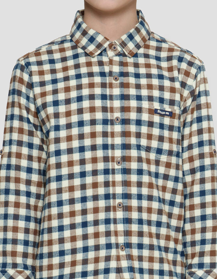 Little M Checked Flanel Kemeja Lengan Panjang Anak Laki-laki