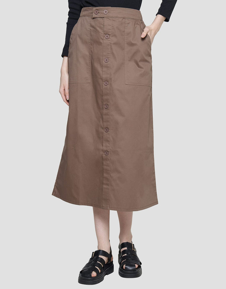 Nevada Woven Front Button Women's Maxi Skirt