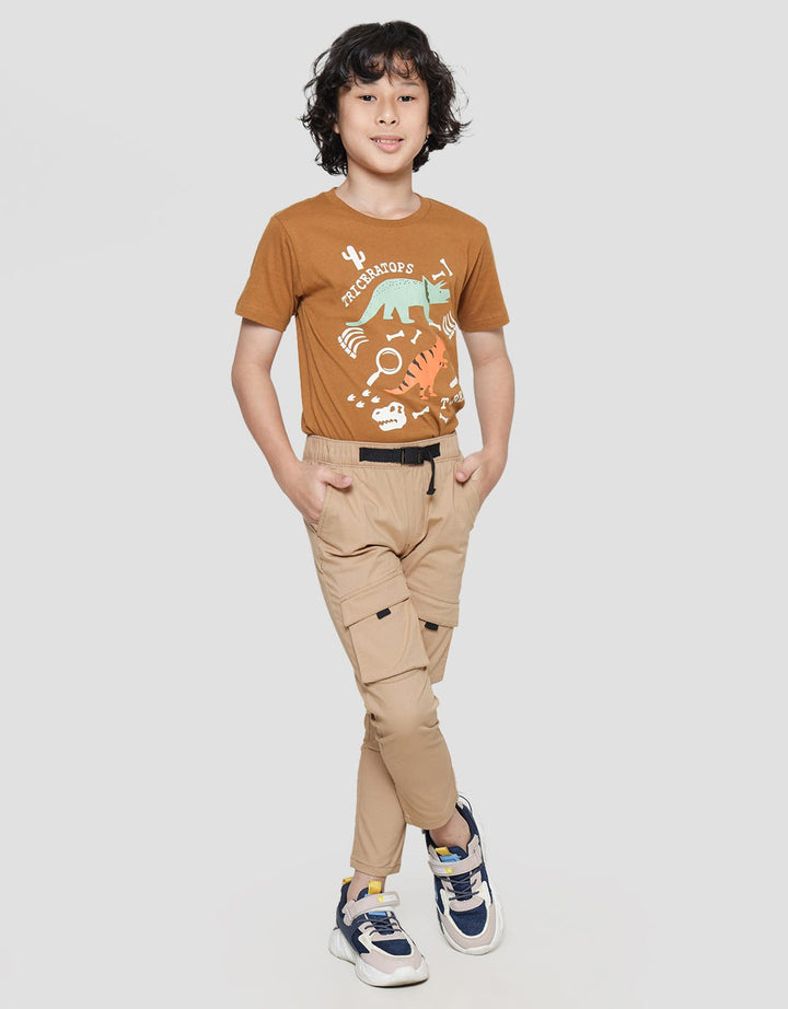 Little M Rami Pinggang Buckle Stretch Celana Panjang Anak Laki-Laki