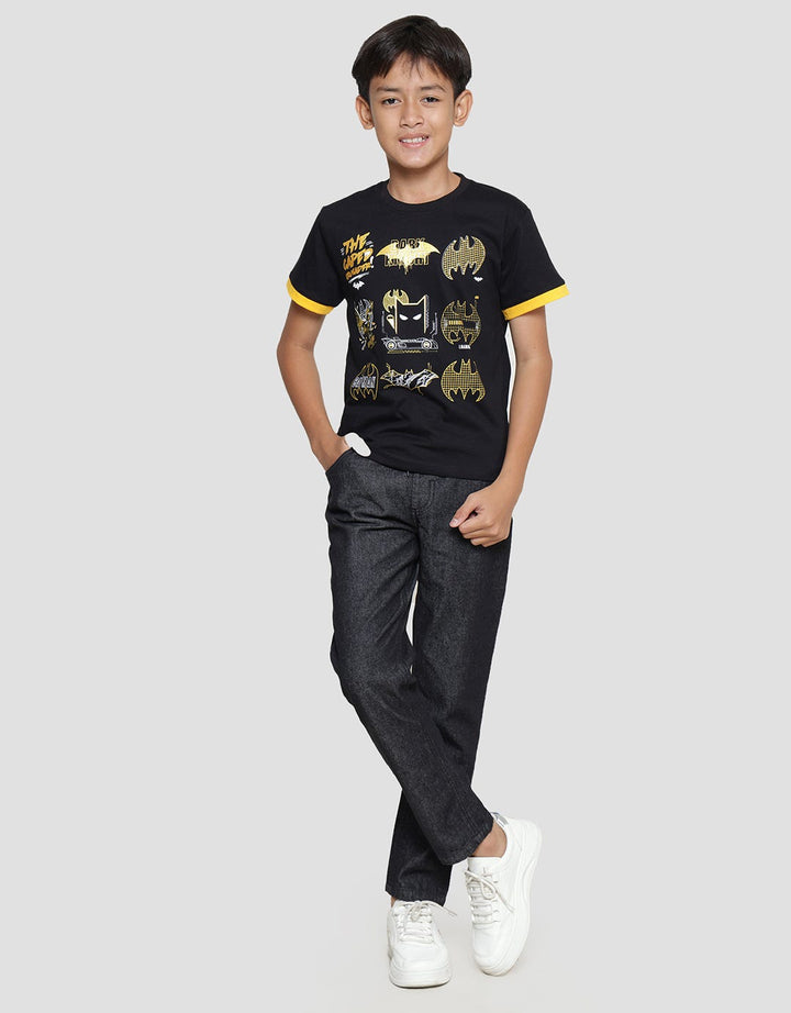 Character Batman Logo Logo Layering Kaos Lengan Pendek Anak Laki-Laki