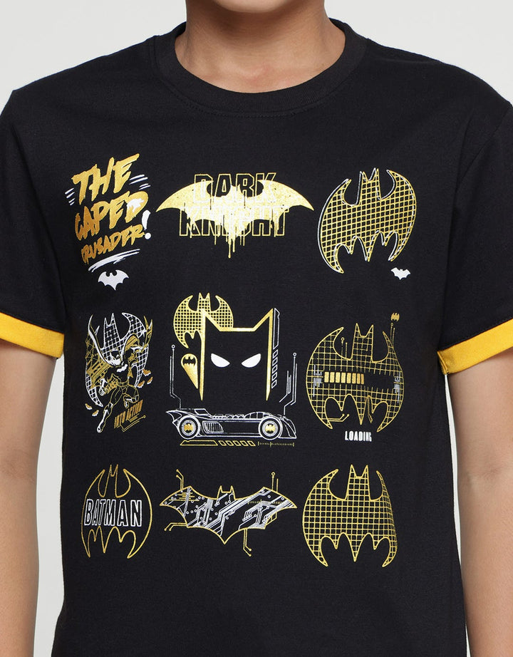 Character Batman Logo Logo Layering Kaos Lengan Pendek Anak Laki-Laki