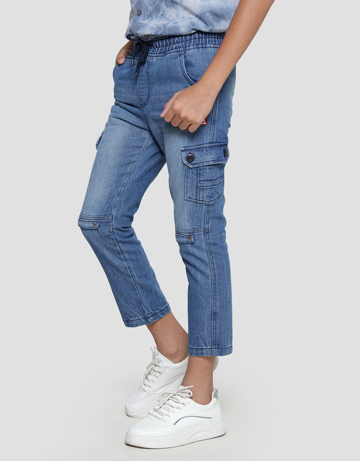 Marvel Logo Brand Boys Cargo Pocket Denim Pants