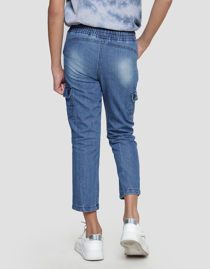 Marvel Logo Brand Boys Cargo Pocket Denim Pants