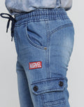 Marvel Logo Brand Boys Cargo Pocket Denim Pants