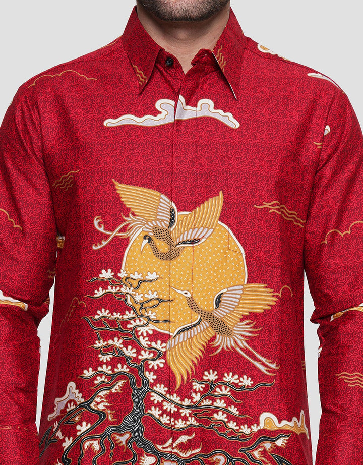 Arjuna Weda Body Fit Batik Awan Manuk Twin Men's Shirt