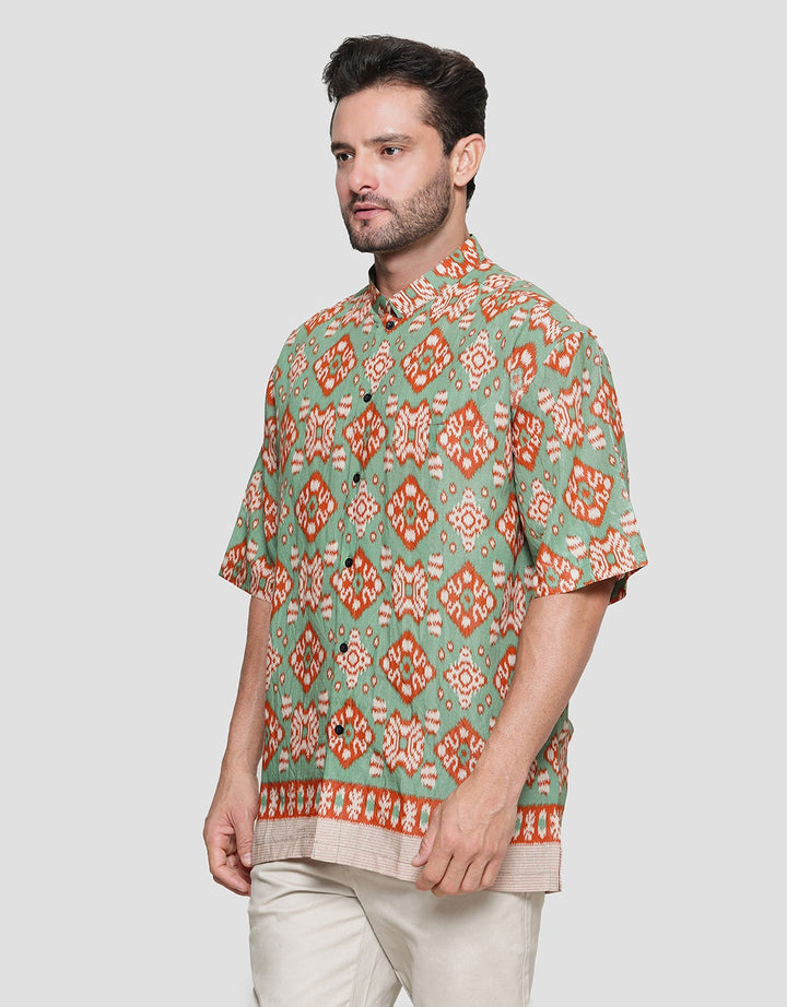 Adikusuma Woven Ikat Men's Short Sleeve Batik Shirt