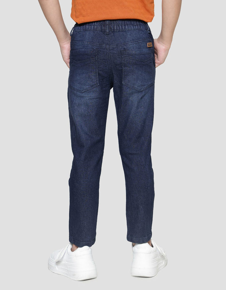 Little Karet Marbling Stretch Celana Panjang Denim Anak Laki-laki