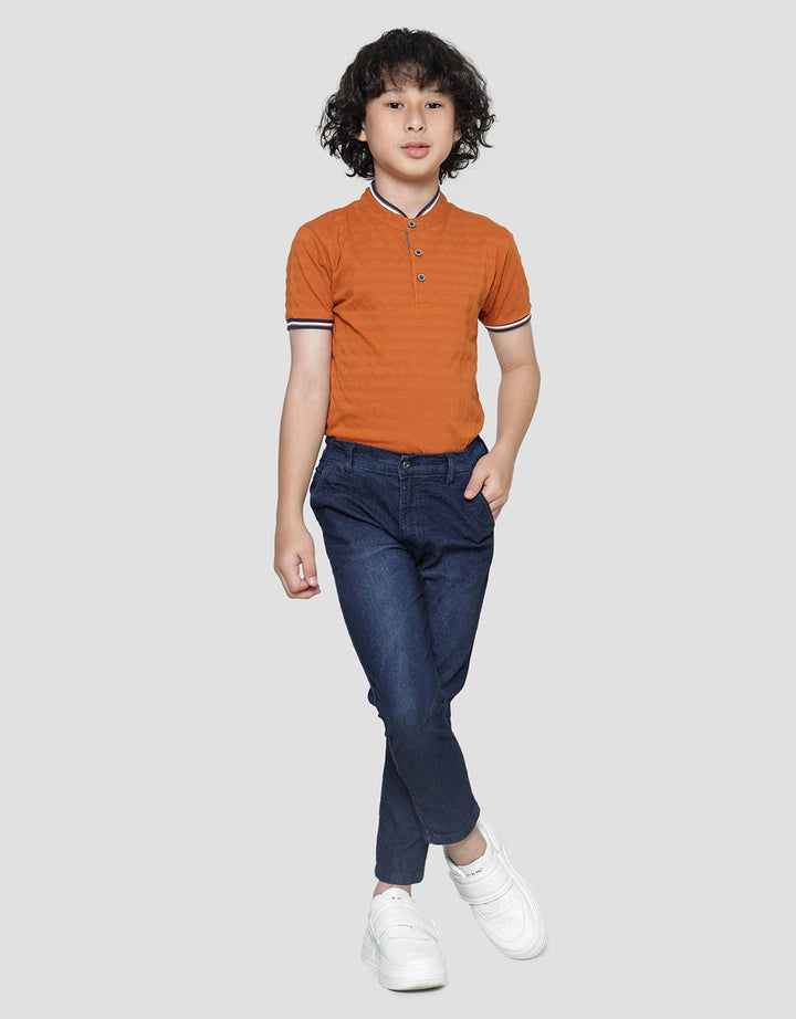 Little Karet Marbling Stretch Celana Panjang Denim Anak Laki-laki