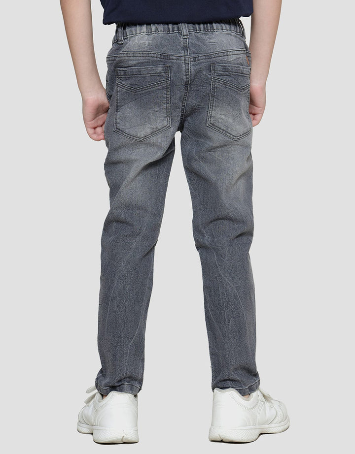 Little Karet Marbling Stretch Celana Panjang Denim Anak Laki-laki