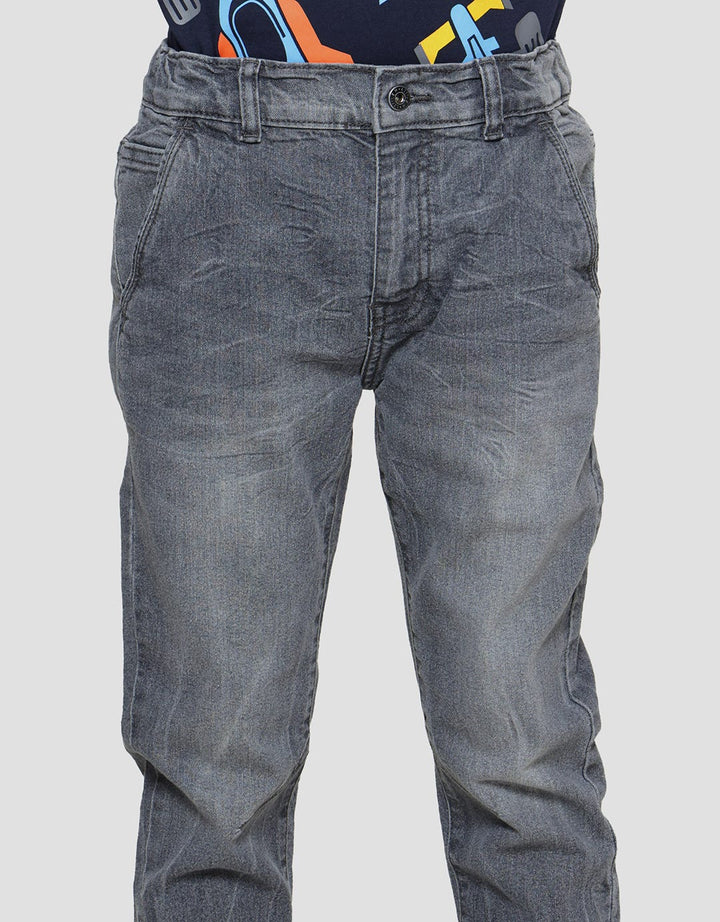Little Karet Marbling Stretch Celana Panjang Denim Anak Laki-laki