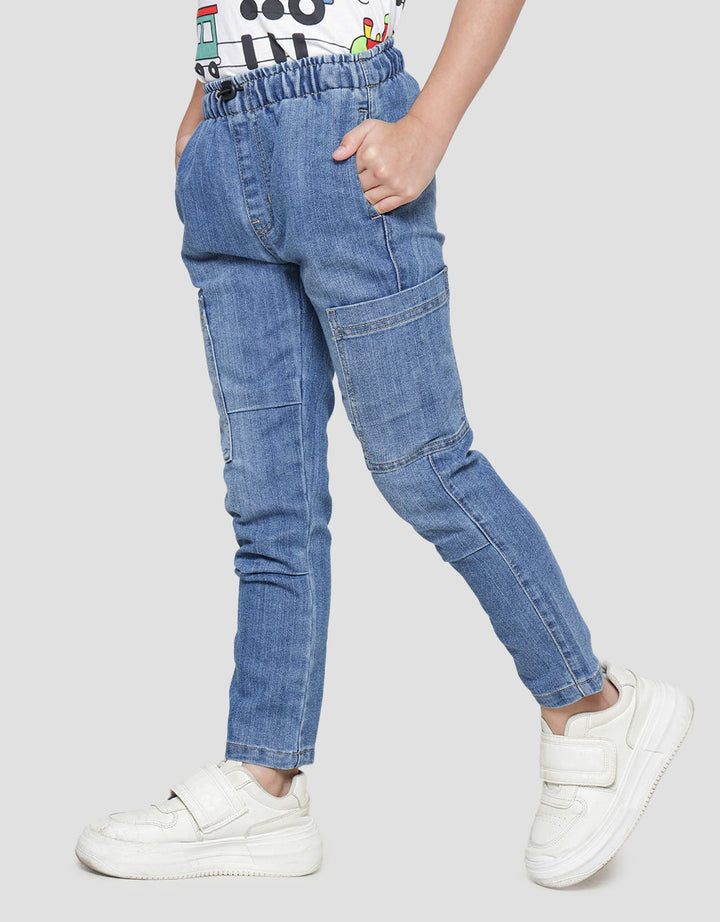 Little M Kantong Samping Pinggang Karet Denim Anak Laki-Laki