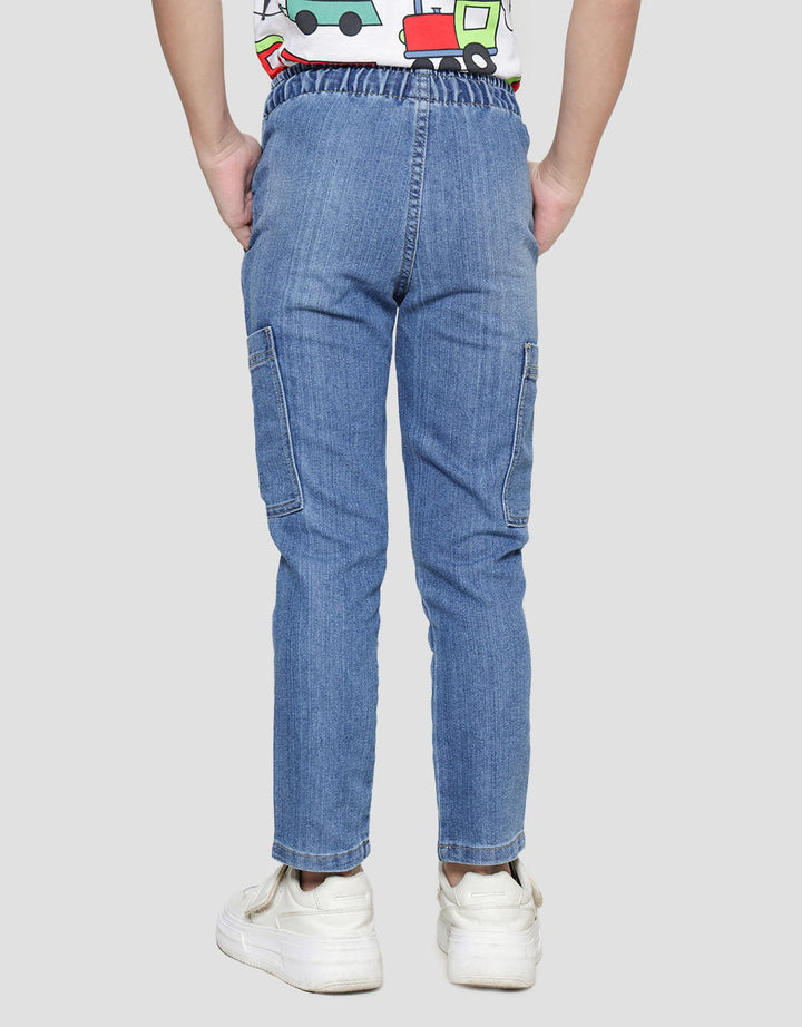 Little M Kantong Samping Pinggang Karet Denim Anak Laki-Laki