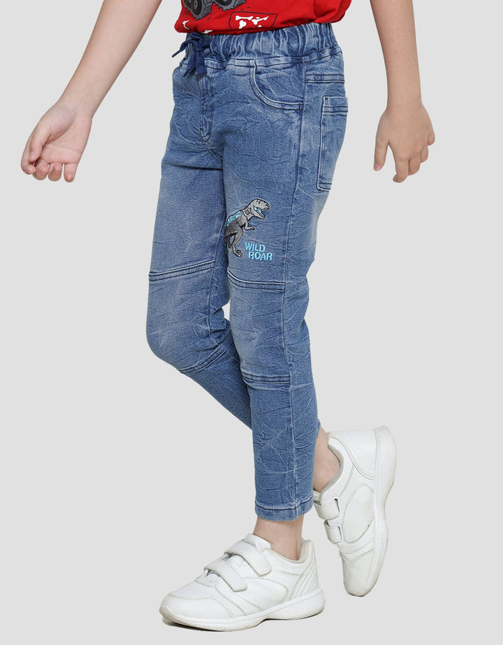 Little M Reguler Bordir Dino Celana Panjang Denim Anak Laki-Laki