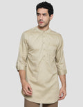 Details Solid Rayon Twill Plakat Polos Koko Gamis Lengan 3/4 Pria