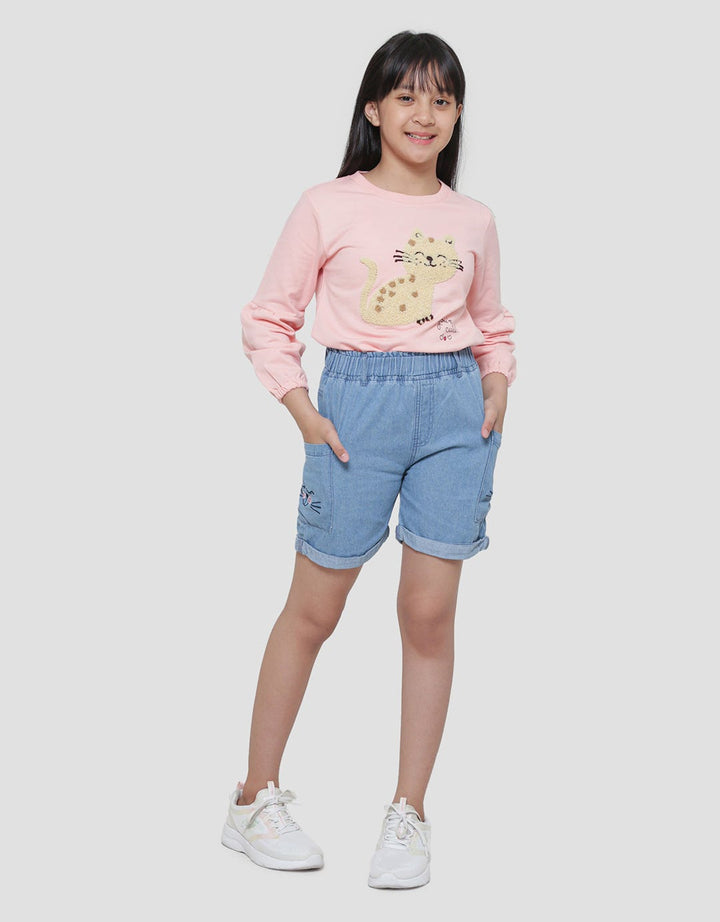 Aero Kantong Samping Bordir Animal Celana Pendek Anak Perempuan