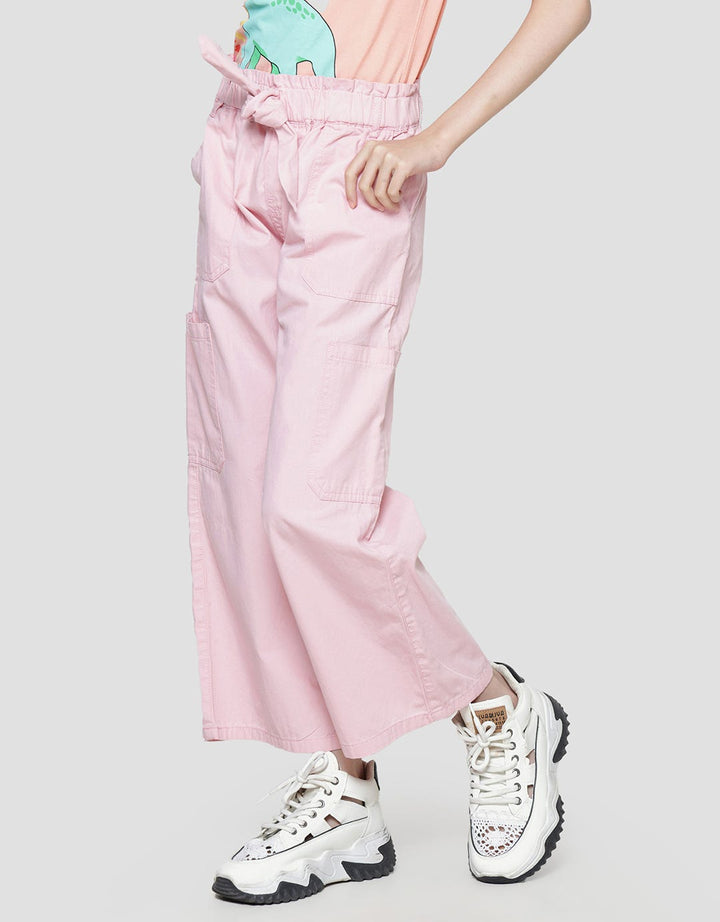 Aero Woven Wideleg Ribbon Waist Girls Long Pants