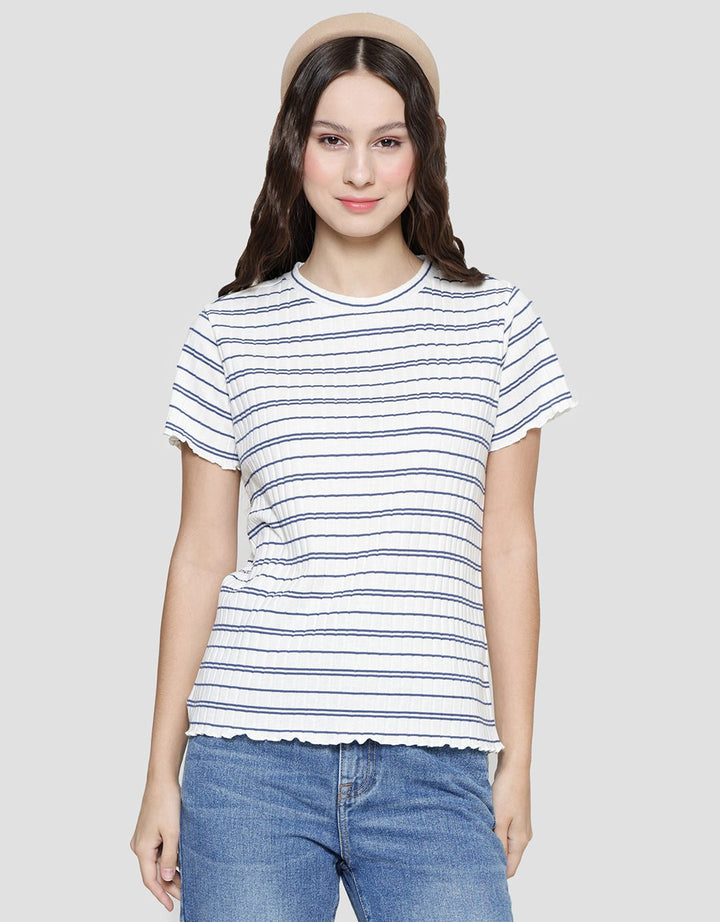 Connexion Rib Stripe Kaos Wanita