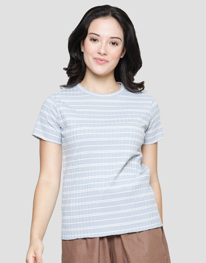 Connexion Rib Stripe Kaos Wanita