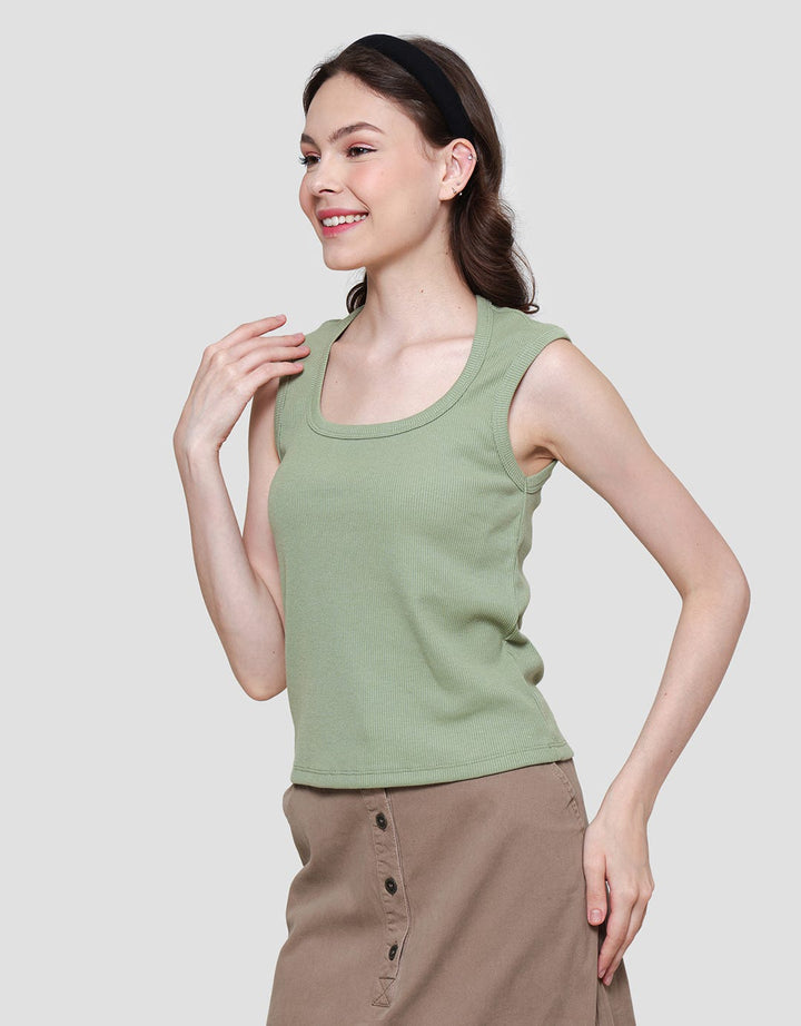 Nevada Solid Rib Round Neck Kaos Tanktop Wanita