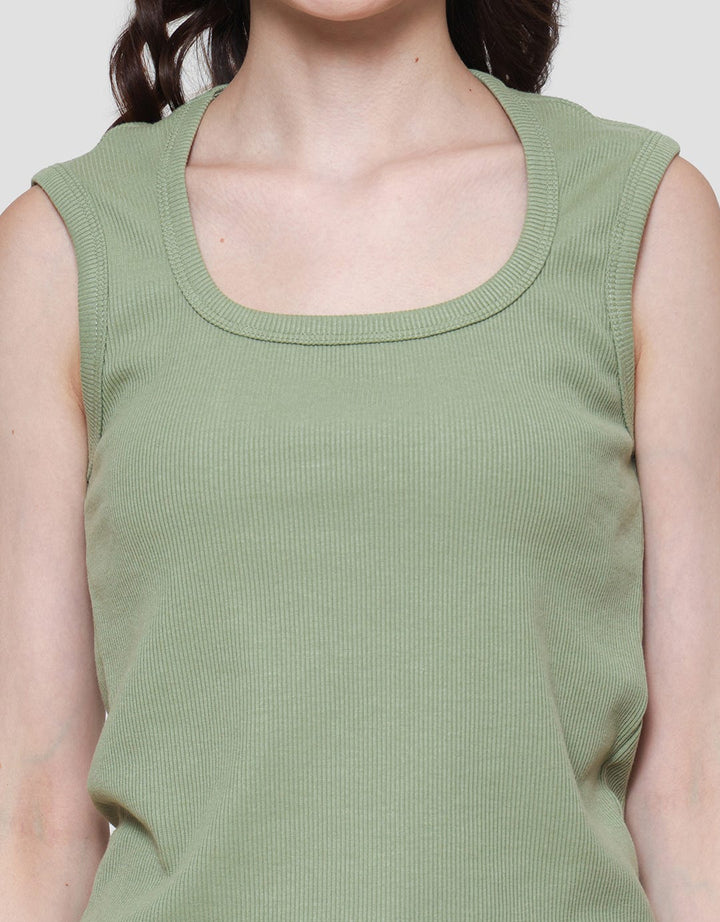 Nevada Solid Rib Round Neck Kaos Tanktop Wanita