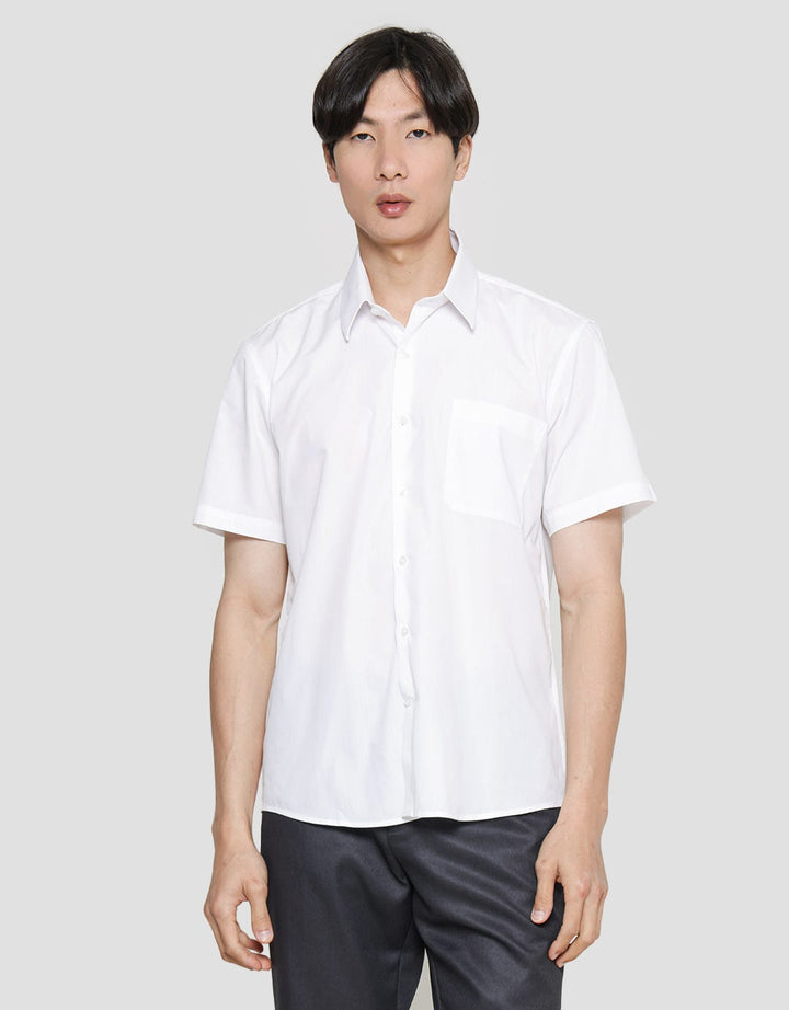 Stanley Adams Kemeja Lengan Pendek Pria Slim Plat Color