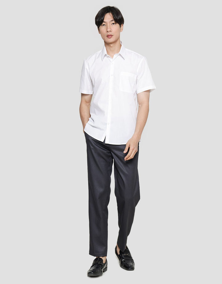 Stanley Adams Kemeja Lengan Pendek Pria Slim Plat Color