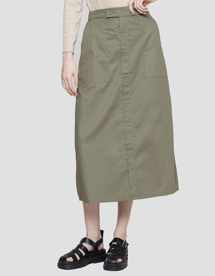 Nevada Woven Front Button Women's Maxi Skirt