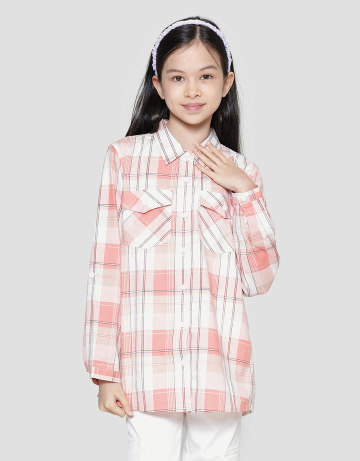 Nevada Checkered Collar With Two Pocket Blouse for Girls