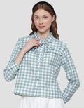 Details Ruffle Checkered Kemeja Wanita