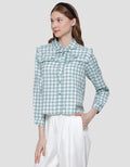 Details Ruffle Checkered Kemeja Wanita