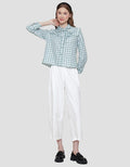 Details Ruffle Checkered Kemeja Wanita