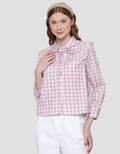 Details Ruffle Checkered Kemeja Wanita