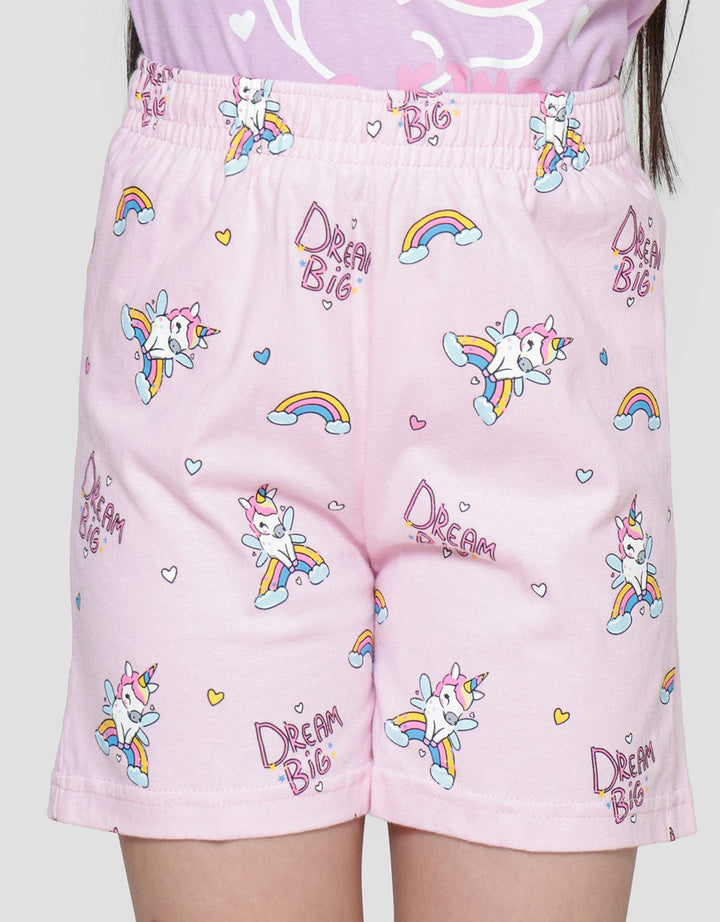 Little M Unicorn Print Celana Pendek Anak Perempuan