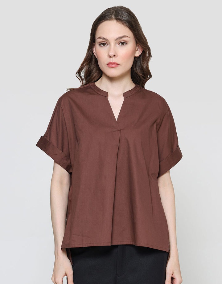 Connexion Skipper Neck Top Blouse Wanita