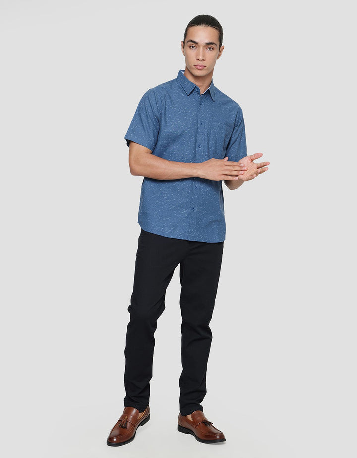 Cole Aop Linen Slub Dotted Kemeja Lengan Pendek Pria