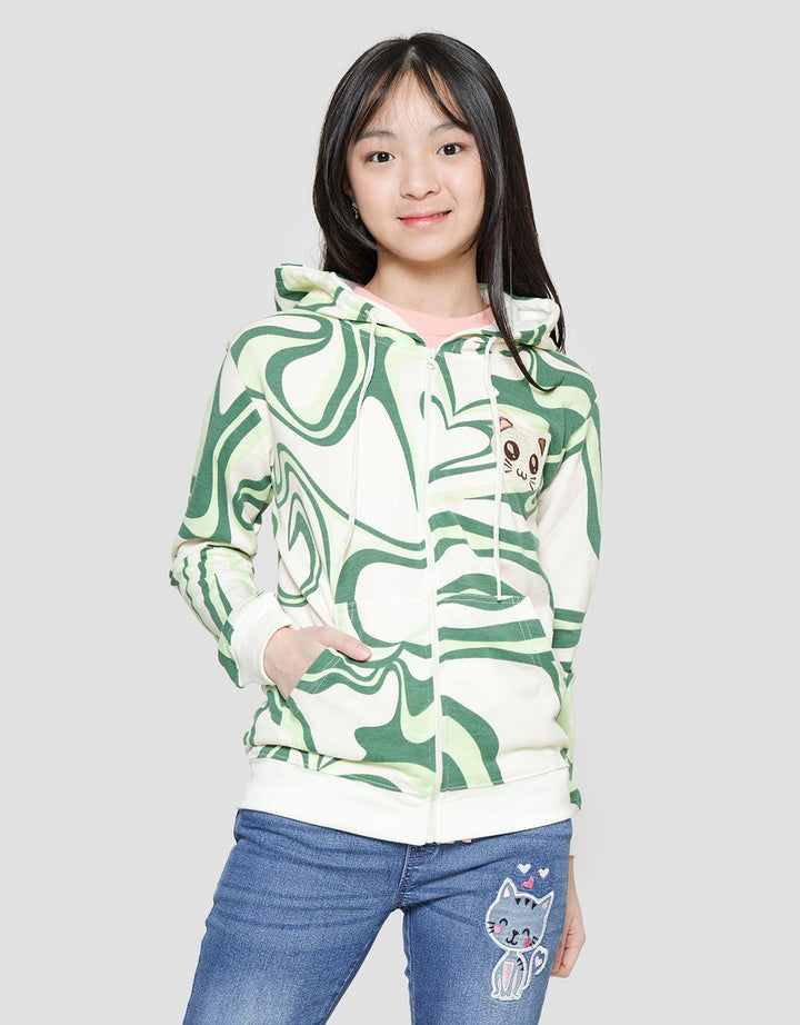 Nevada Fullprint Retro Jaket Hoodie Anak Perempuan
