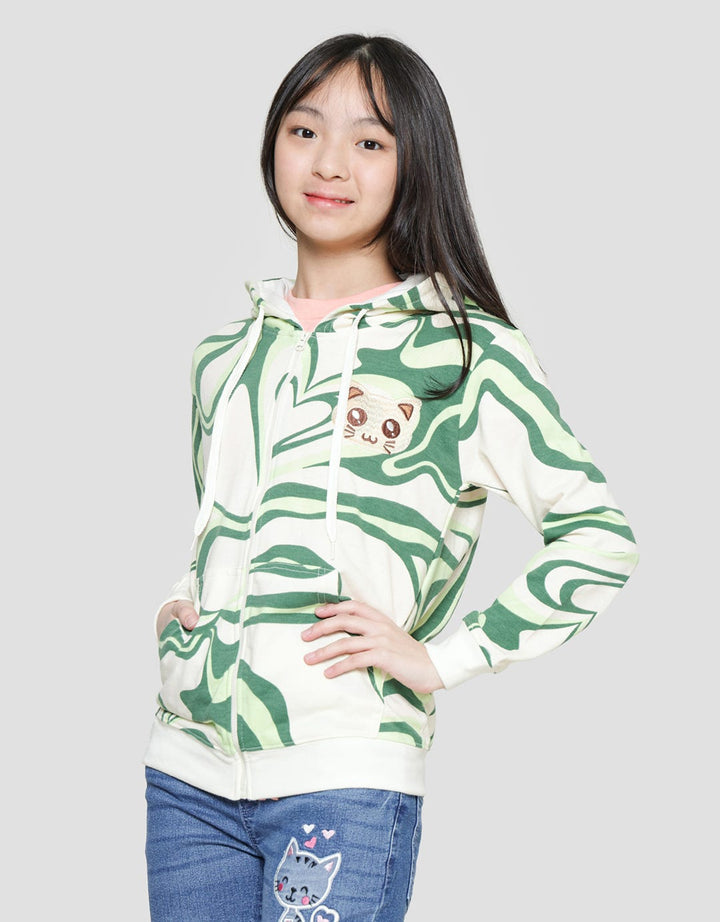 Nevada Fullprint Retro Jaket Hoodie Anak Perempuan
