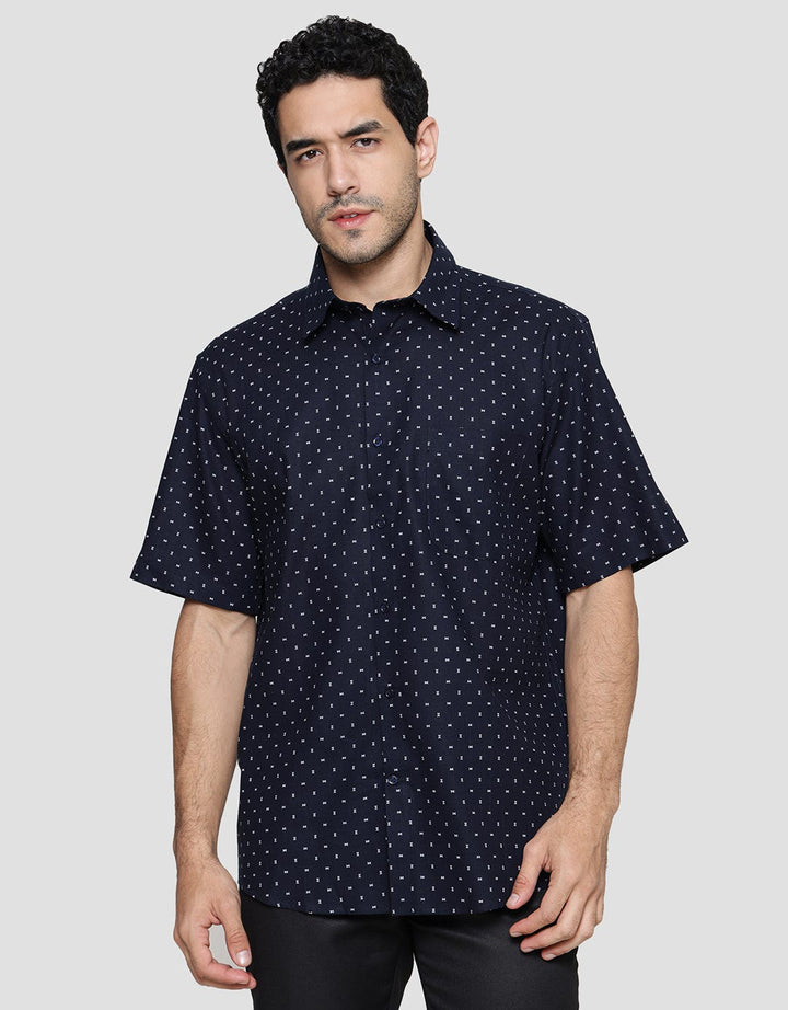 Cole Slub Print Kemeja Lengan Pendek Pria