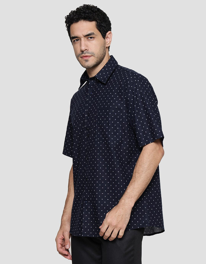 Cole Slub Print Kemeja Lengan Pendek Pria