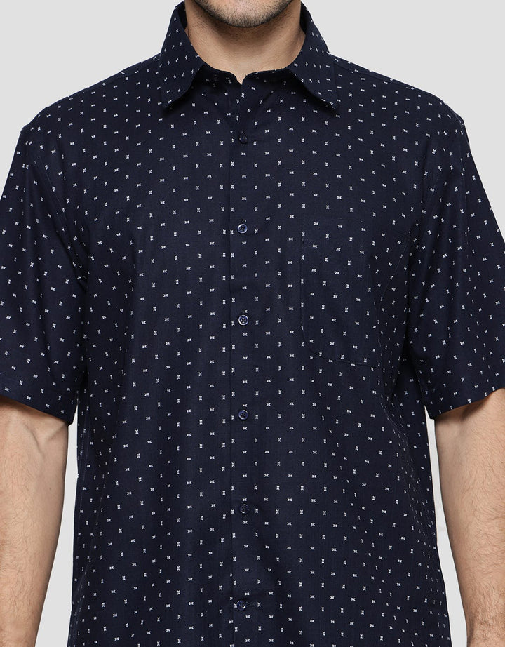 Cole Slub Print Kemeja Lengan Pendek Pria