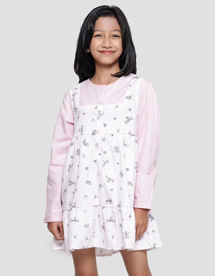 Nevada Combination Full Print Kemeja Anak Perempuan