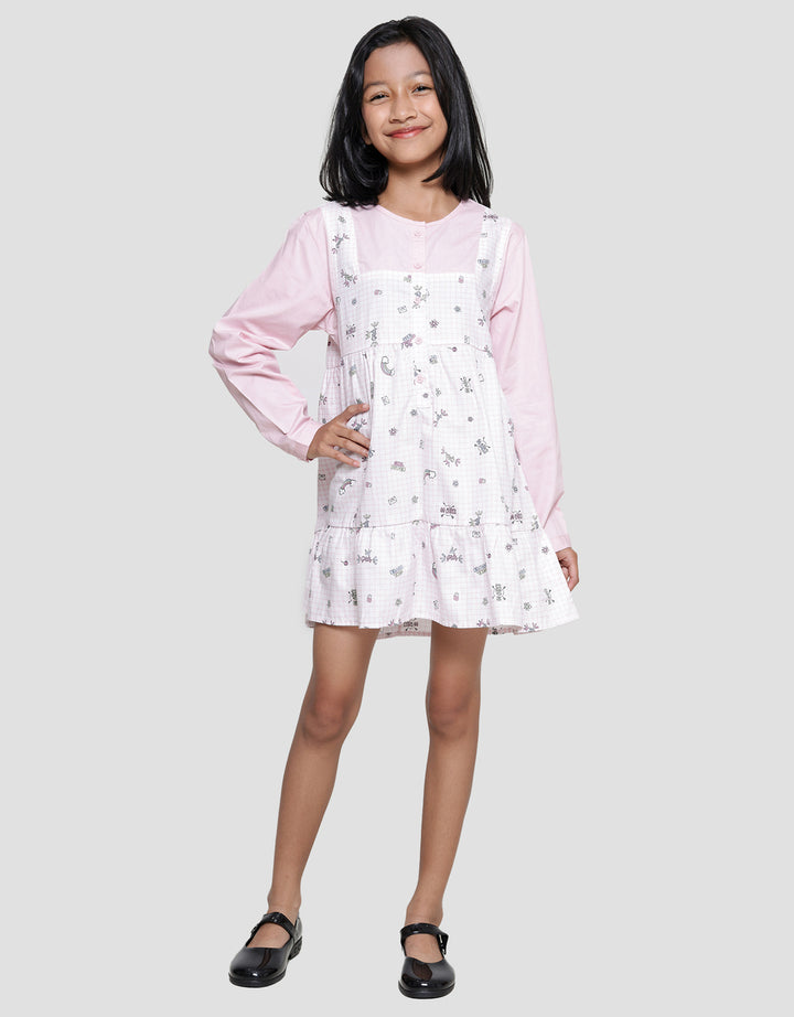 Nevada Combination Full Print Kemeja Anak Perempuan