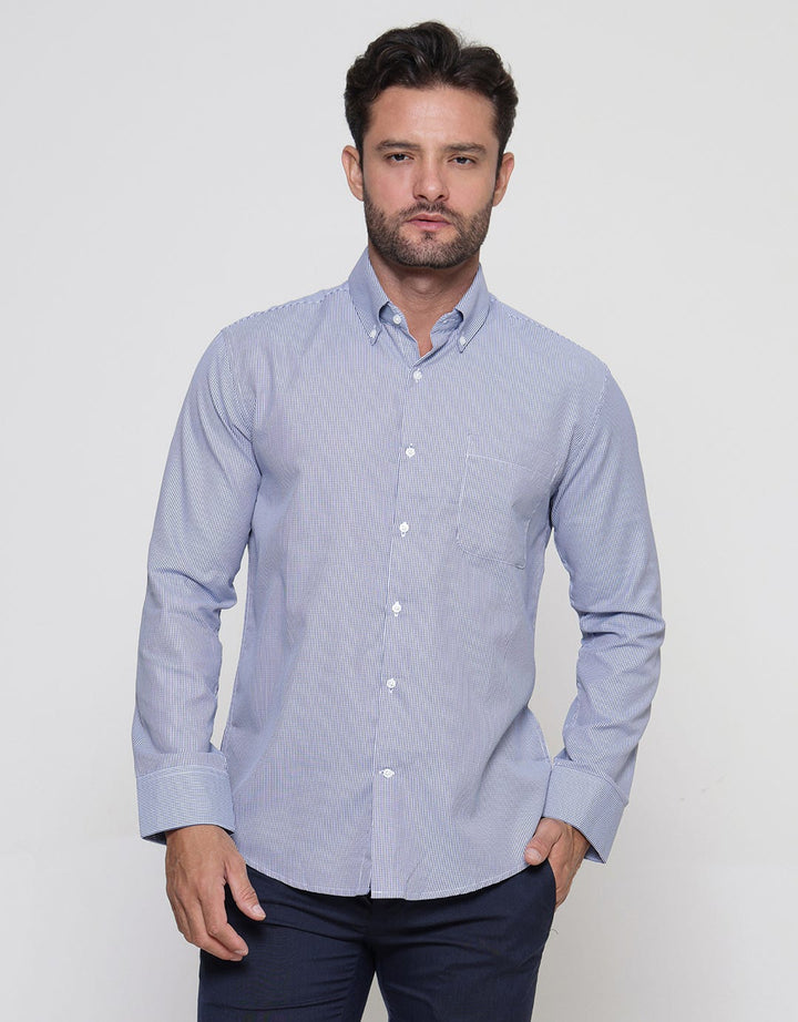 Cole Texture Kemeja Sim Lengan Panjang Pria