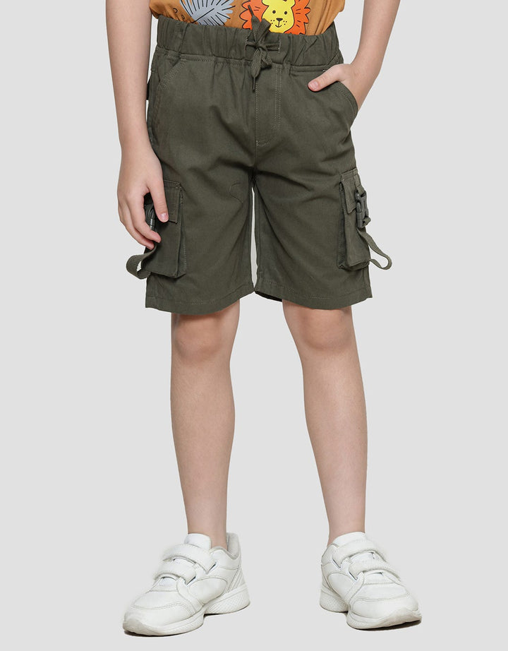 Little M Woven Aplikasi Buckle Klip Celan Pendek Anak Laki-Laki