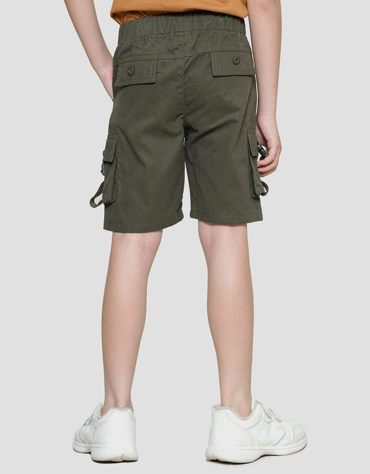 Little M Woven Aplikasi Buckle Klip Celan Pendek Anak Laki-Laki