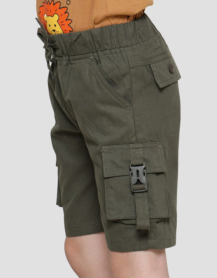 Little M Woven Aplikasi Buckle Klip Celan Pendek Anak Laki-Laki