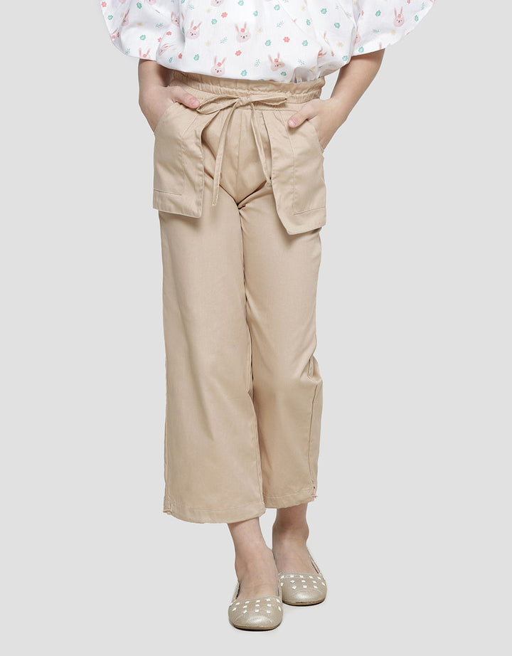 Little M Woven Paperbag Girls Culottes Pants Pocket