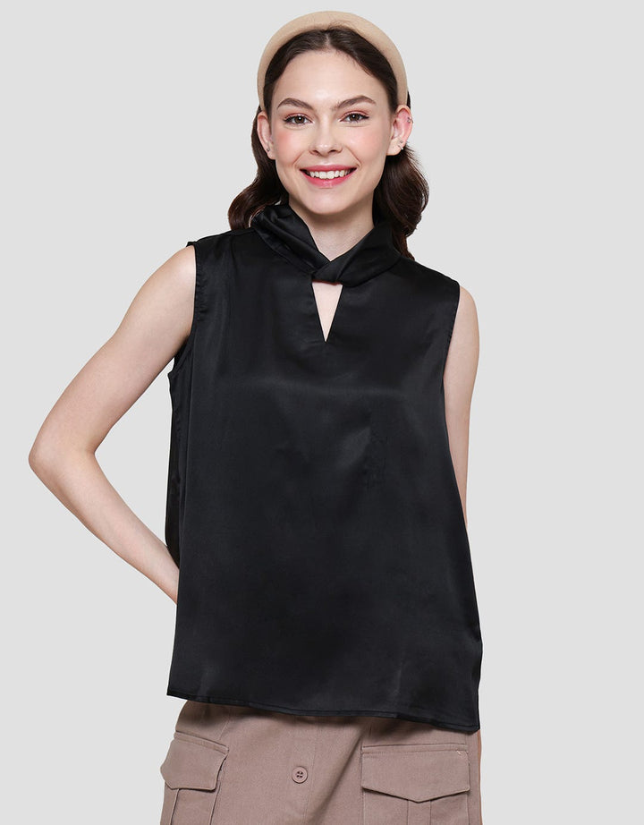 Connexion Tie Neck Saten Blouse Wanita