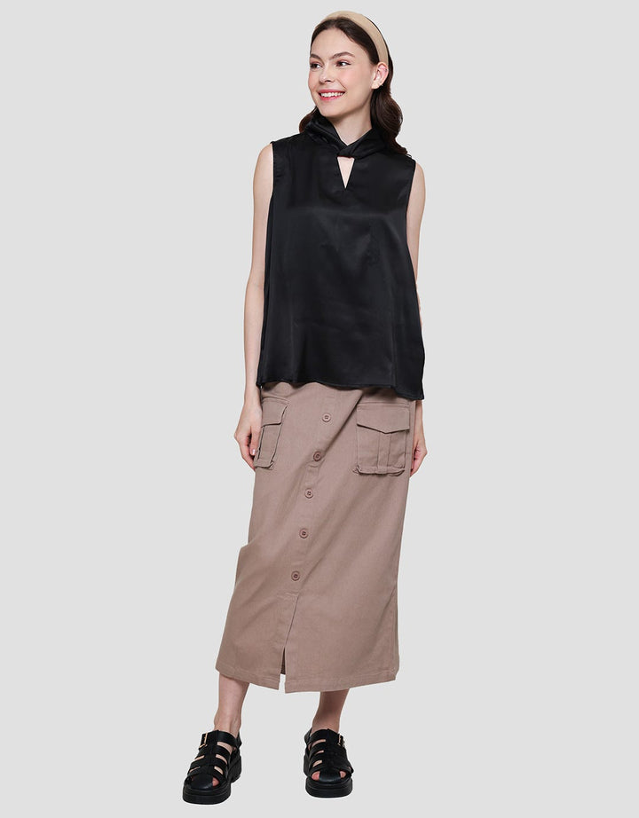 Connexion Tie Neck Saten Blouse Wanita