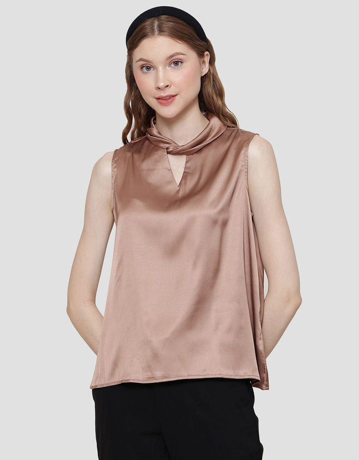 Connexion Tie Neck Saten Blouse Wanita
